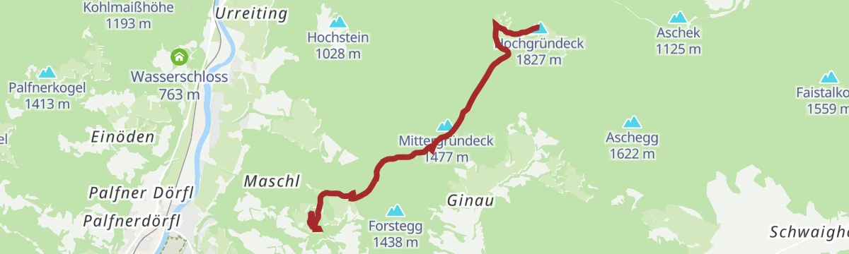 Route map: Salzburger Gipfelspiel: Hochgründeck